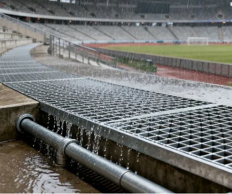 ตะแกรงเหล็กชุบสังกะสีสำหรับงานหนัก พร้อมระยะห่างของเหล็กรับน้ำหนัก 15/20/30 มม. สำหรับพื้นทางเดิน